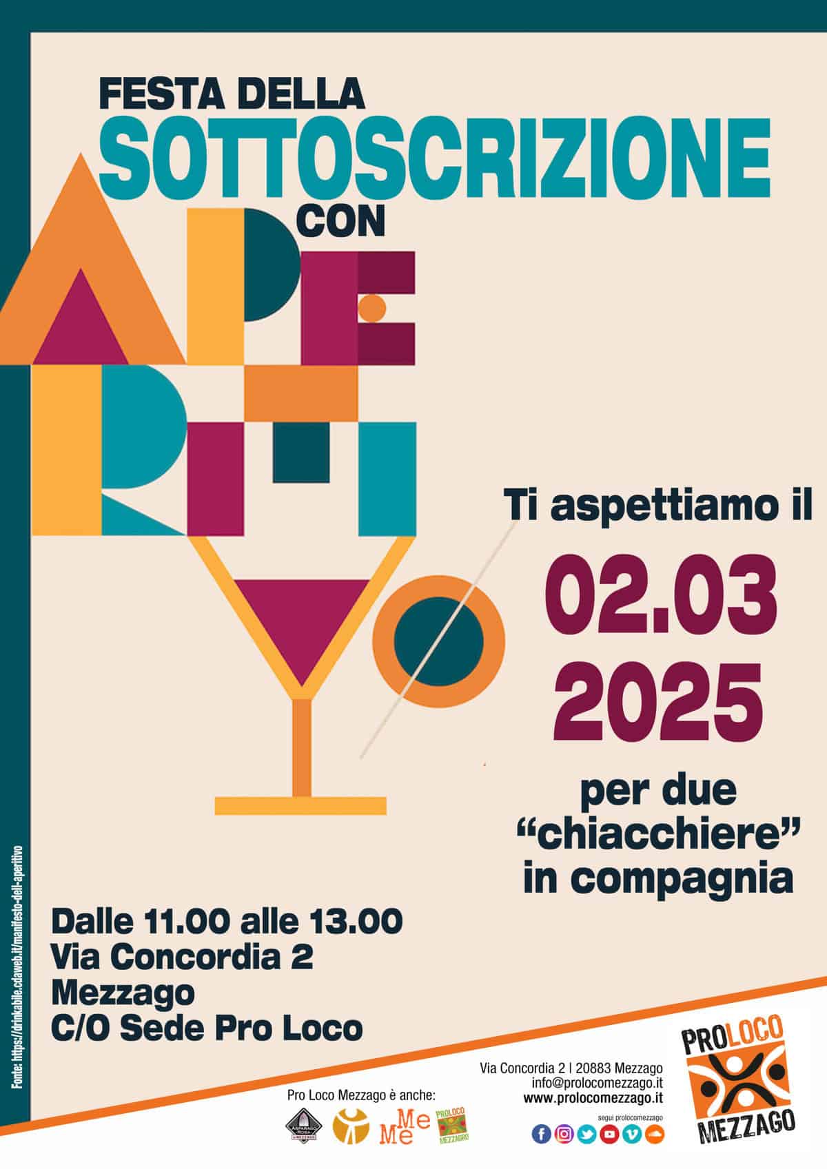 aperitivo sottoscrizione Pro Loco Mezzago 2025